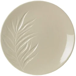 Gifi Assiette plate céramique beige ou vert motif feuille ø26,5 cm