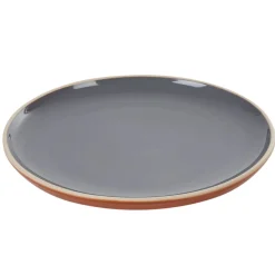 Gifi Assiette plate en faïence grise forme ronde