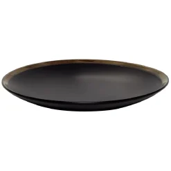 Gifi Assiette plate en faïence avec liseré doré