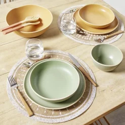 Gifi Assiette plate en faïence vert Ø27xH1,7cm