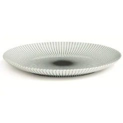 Gifi Assiette plate en porcelaine décor rayures soleil