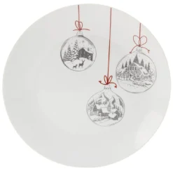 Gifi Assiette plate en porcelaine motif boule de Noël