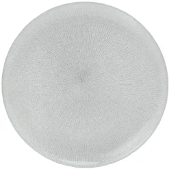 Gifi Assiette plate en verre strié gris argenté