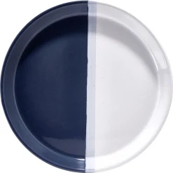 Gifi Assiette plate faïence blanc et gris Ø26cm