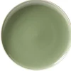 Gifi Assiette plate faïence vert avec liseré crème