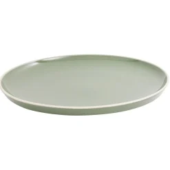 Gifi Assiette plate faïence vert avec liseré crème