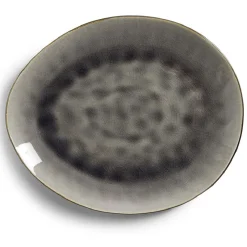 Gifi Assiette plate grès effet artisanal 28,5x24cm