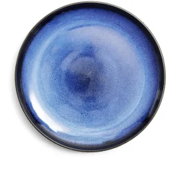 Gifi Assiette plate Meteor porcelaine noire et bleue Ø27cm