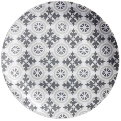 Gifi Assiette plate motif carreau de ciment gris