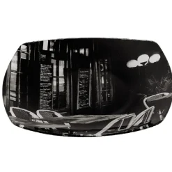 Gifi Assiette plate noire terrasse de brasserie x4