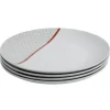Gifi Assiette plate Oreige décor trèfles et ligne rouge x4