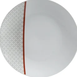 Gifi Assiette plate Oreige décor trèfles et ligne rouge x4