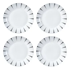 Gifi Assiette plate porcelaine blanche à pois noir x4