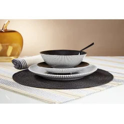 Gifi Assiette plate rayure noire et blanche