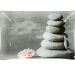 Gifi Assiette plate rectangulaire design galets gris zen