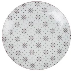 Gifi Assiette plate ronde blanche motif fleurs violettes