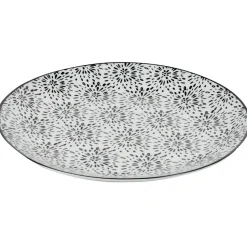 Gifi Assiette plate ronde blanche et noire Sara