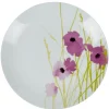 Gifi Assiette plate ronde blanche motif pavot violet