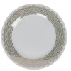 Gifi Assiette plate ronde blanche bordure dorée vague seigaiha