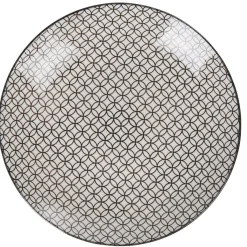 Gifi Assiette plate ronde blanche motif géométrique noir
