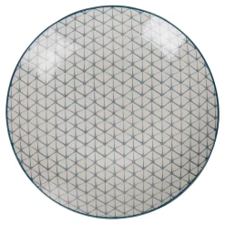 Gifi Assiette plate ronde blanche motif géométrique bleu Urban