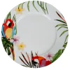 Gifi Assiette plate ronde blanche décor perroquet