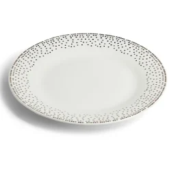 Gifi Assiette plate ronde Ø26,5cm porcelaine pois blanc et doré