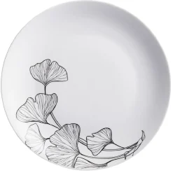 Gifi Assiette plate ronde décor fleur blanc noir