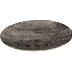 Gifi Assiette plate ronde effet vieux bois décor arabesque