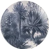 Gifi Assiette plate ronde en faïence imprimé palmiers noir gris
