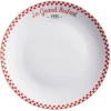 Gifi Assiette plate ronde Le grand bistrot contour damier rouge blanc