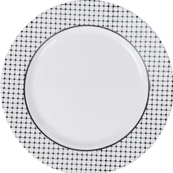 Gifi Assiette plate ronde Luminarc rebord noir pois blancs Tiago