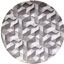 Gifi Assiette plate ronde motif origami gris et blanc