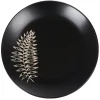 Gifi Assiette plate ronde noire motif plante blanche embossé