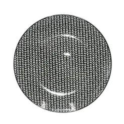 Gifi Assiette plate ronde noire à motif chevron blanc