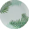 Gifi Assiette plate ronde style tropical blanche motif feuillage