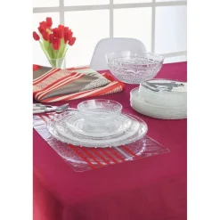 Gifi Assiette plate ronde transparente ciselée