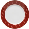 Gifi Assiette plate rouge et blanc design coeurs