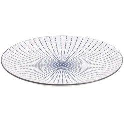 Gifi Assiette plate style japonais porcelaine bleu blanc