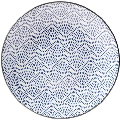 Gifi Assiette plate style japonais porcelaine bleu blanc