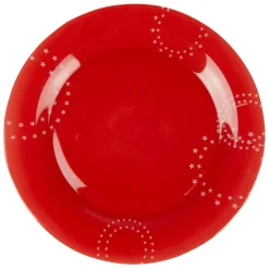 Gifi Assiette plate Zana rouge motifs étoiles blanches