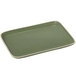 Gifi Assiette rectangulaire faïence vert 28,5x19,5cm