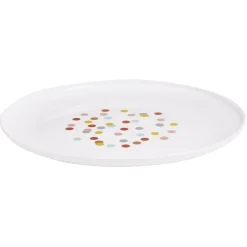 Gifi Assiette ronde en plastique décor pois multicolore