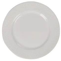 Gifi Assiette ronde plate céramique à rebord embossé uni blanc