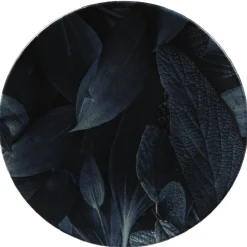 Gifi Assiette ronde plate motif feuillage vert noir