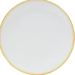 Gifi Assiette ronde plate porcelaine blanc avec bord coloré x4