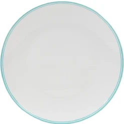 Gifi Assiette ronde plate porcelaine blanc avec bord coloré x4