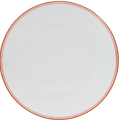 Gifi Assiette ronde plate porcelaine blanc avec bord coloré x4