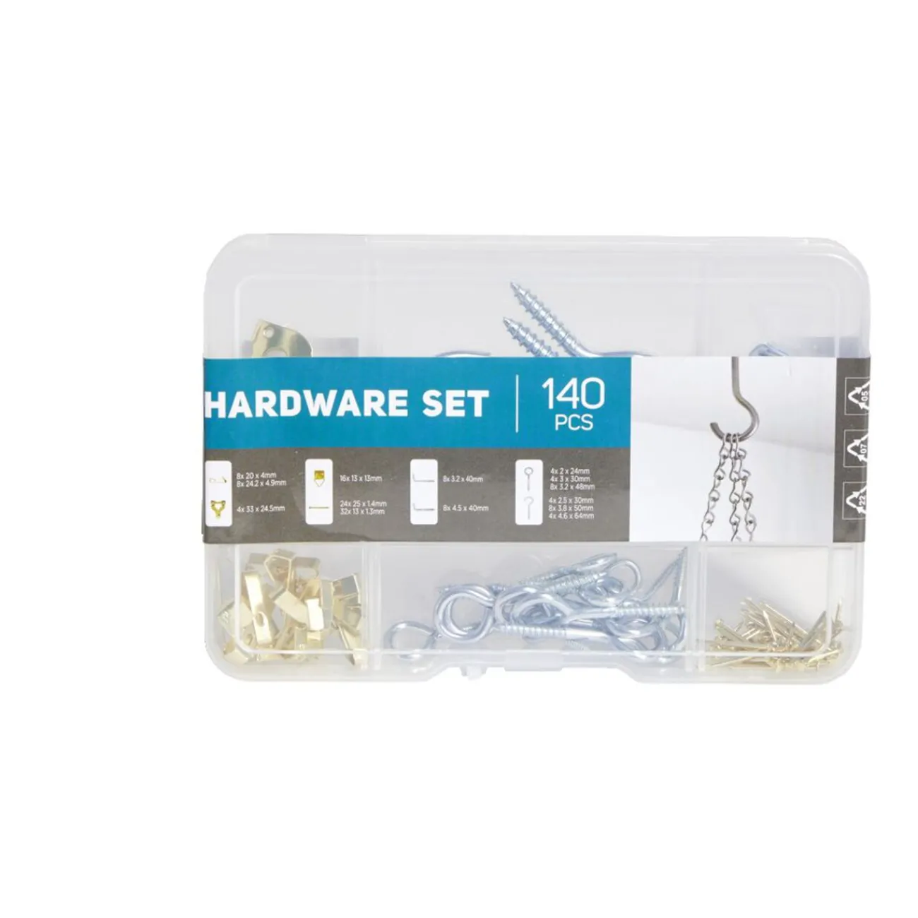 Gifi Rangement|Assortiment de 140 crochets en métal