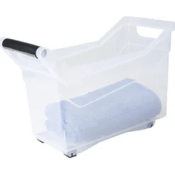Gifi Rangement|Bac de rangement à roulettes transparent 17L
